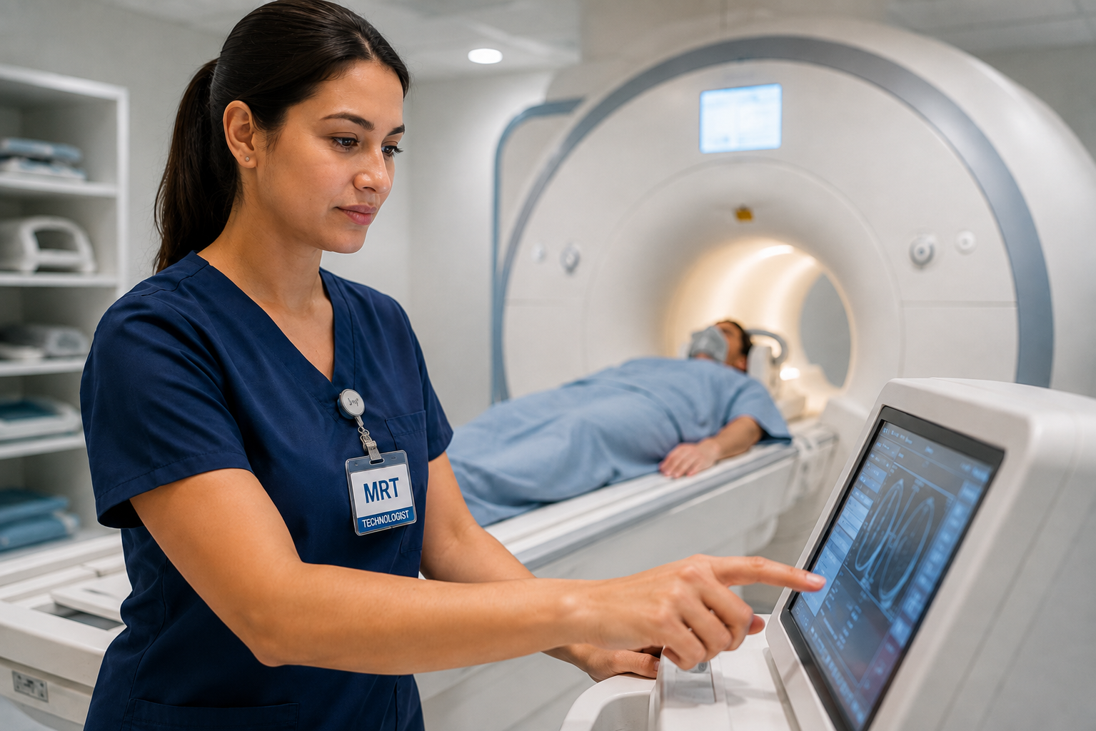 MRI Technologist working with MRI equipment